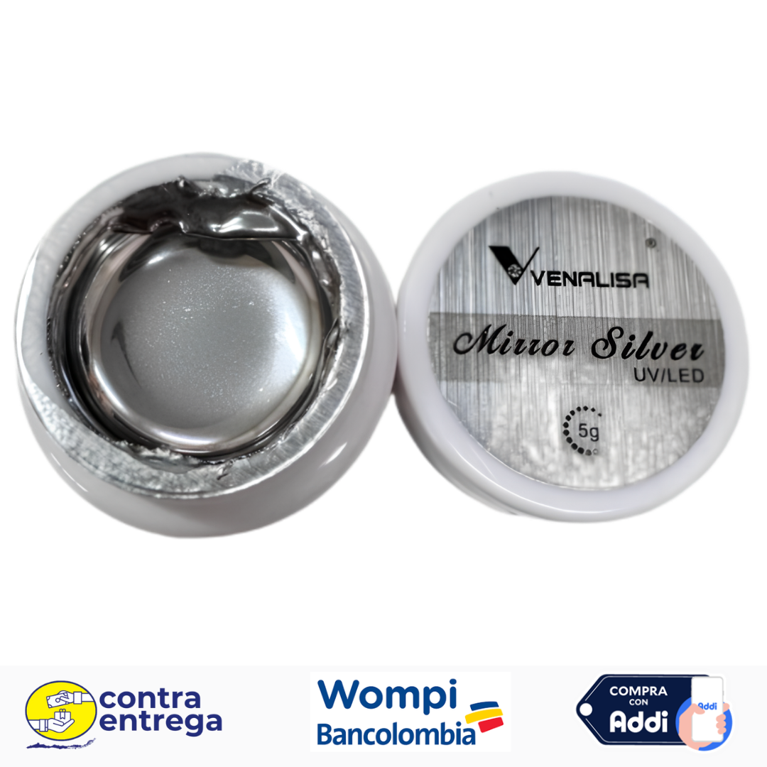 GEL EFECTO ESPEJO LÍQUIDO PLATA VENALISA MIRROR SILVER 5G 💖🪞✨