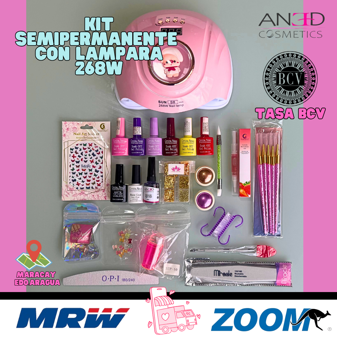 KIT EMPRENDEDOR SEMIPERMANENTE + LÁMPARA LED/UV 268W 💅✨🚀