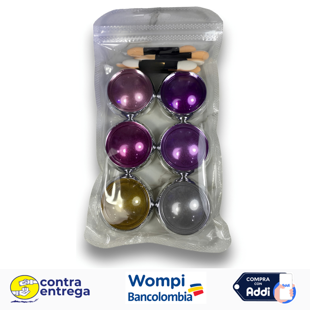 SET X6 POLVOS EFECTO ESPEJO CHROME REF. 27327-04 💖🪞✨