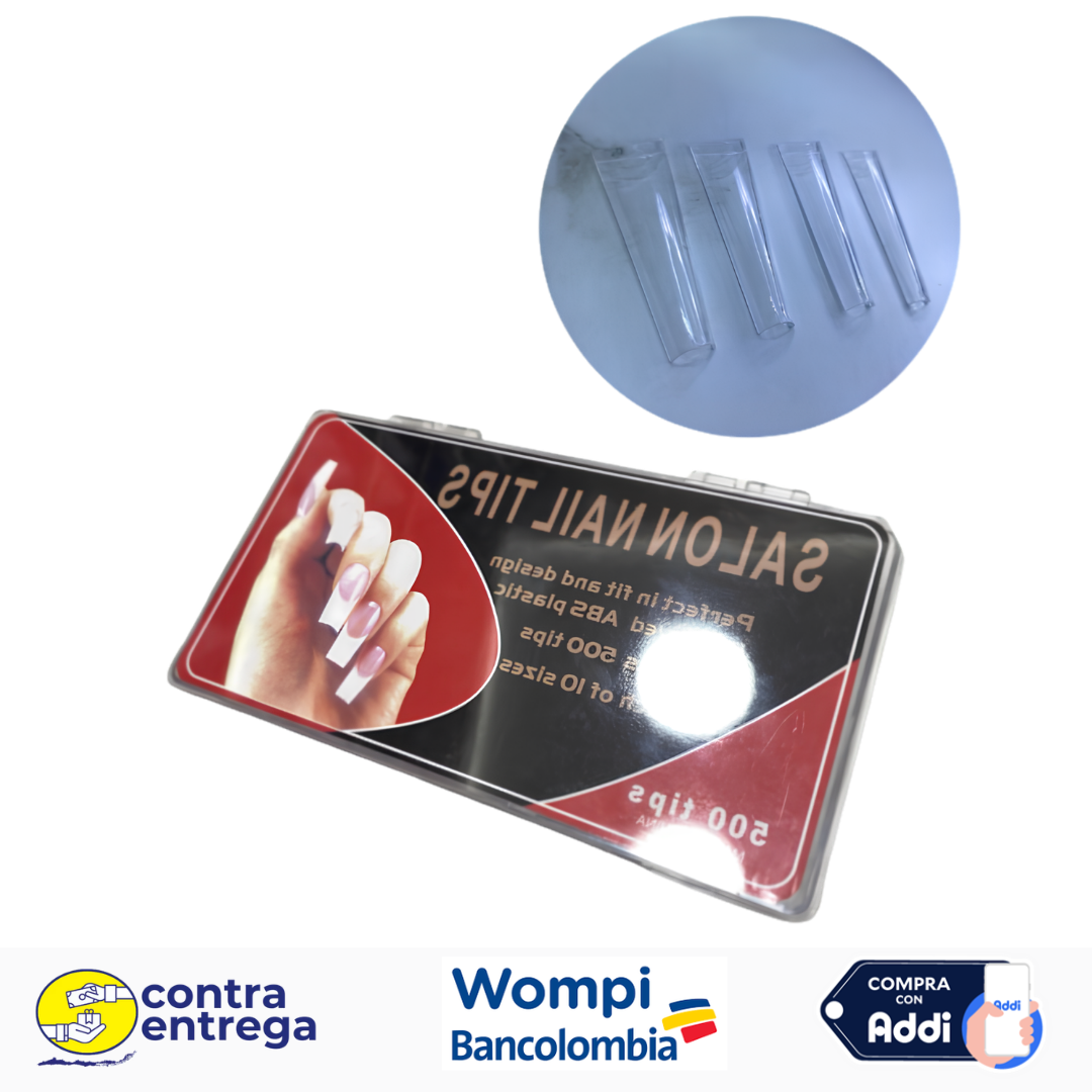 TIPS COLOR TRANSPARENTE CURVATURA C X500 PIEZAS 💖💎