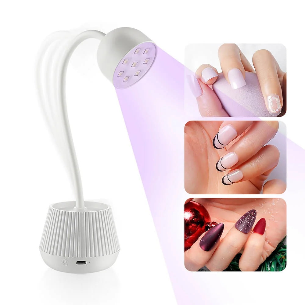 LÁMPARA LED/UV 24W INALÁMBRICA RECARGABLE PARA SOFT GEL / PRESS ON – CUELLO FLEXIBLE 💖