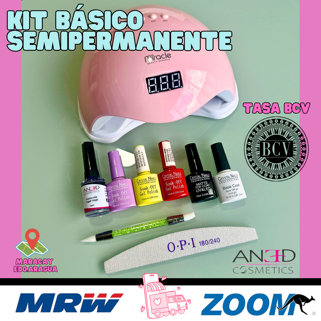 KIT BÁSICO DE ESMALTES SEMIPERMANENTES + LÁMPARA LED/UV 48W 💅✨
