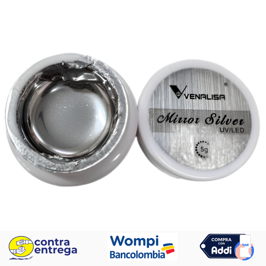 GEL EFECTO ESPEJO LÍQUIDO PLATA VENALISA MIRROR SILVER 5G 💖🪞✨