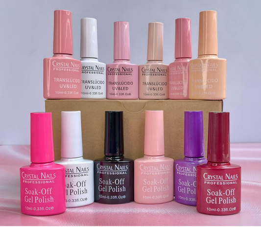 DOCENA DE ESMALTES SEMIPERMANENTES CRYSTAL NAILS 1OML | TONOS A TU ELECCIÓN | 10ML