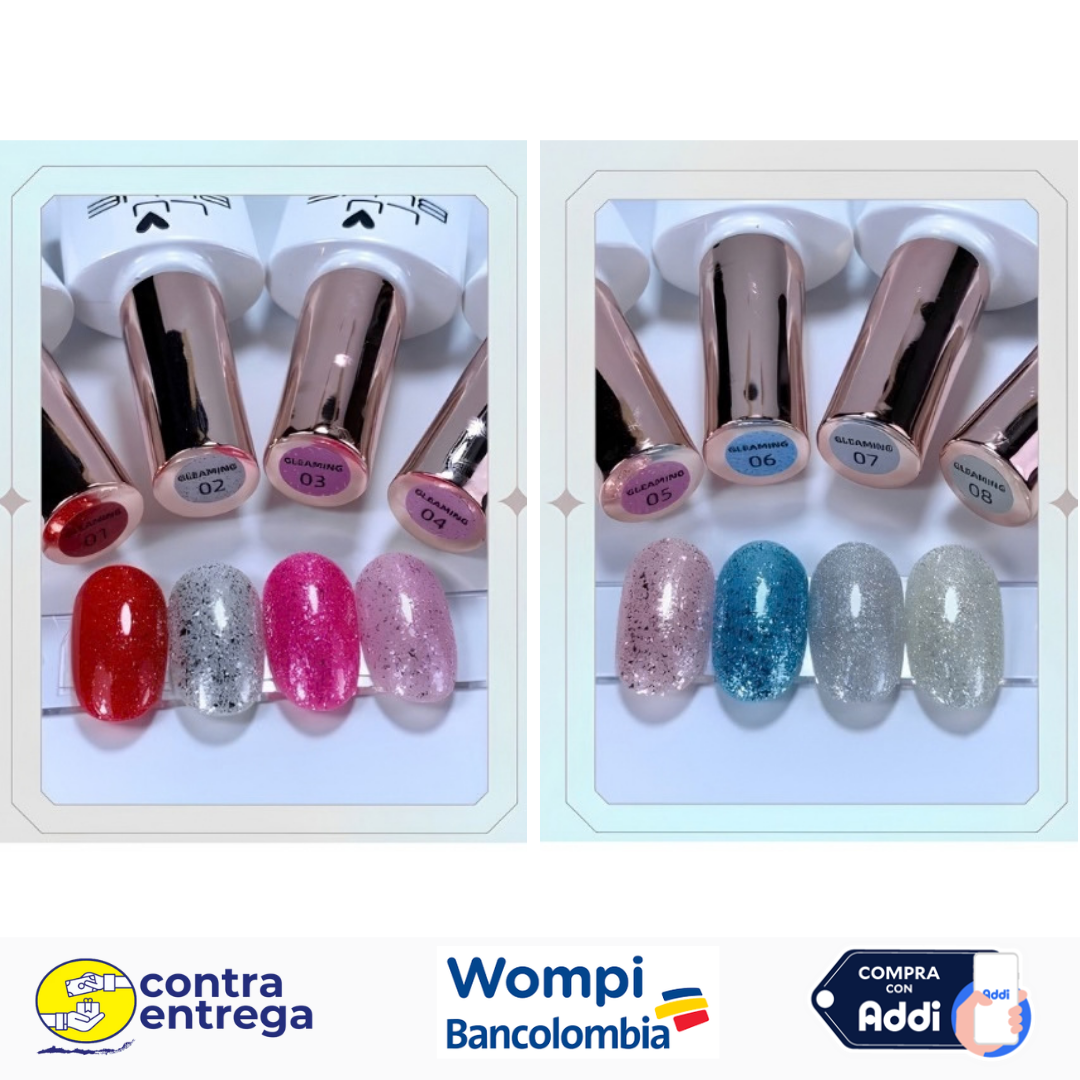 ESMALTES SEMIPERMANENTES GLEAMING / GLEAMING (CON GLITTERS) LU BLUE 7ML 💖✨