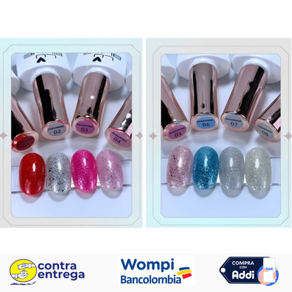 ESMALTES SEMIPERMANENTES GLEAMING / GLEAMING (CON GLITTERS) LU BLUE 7ML 💖✨