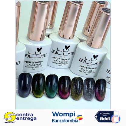 ESMALTES SEMIPERMANENTES GALÁCTICO (OJO DE GATO) LU BLUE 7ML 🌌👁️✨