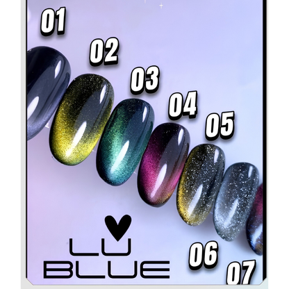 ESMALTES SEMIPERMANENTES GALÁCTICO (OJO DE GATO) LU BLUE 7ML 🌌👁️✨