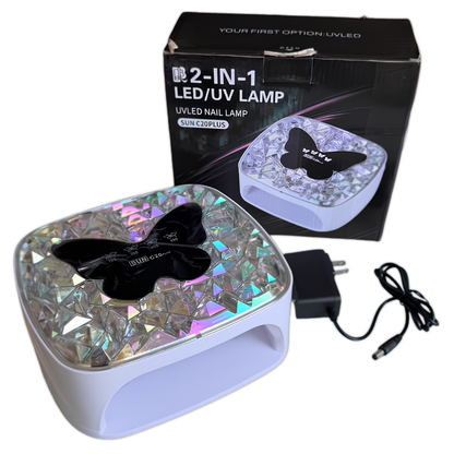 LÁMPARA LED/UV 308W INALÁMBRICA RECARGABLE SUN C20 PLUS – DISEÑO MARIPOSA DE CRISTAL 💖