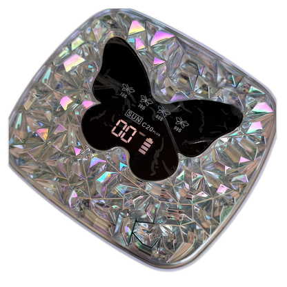 LÁMPARA LED/UV 308W INALÁMBRICA RECARGABLE SUN C20 PLUS – DISEÑO MARIPOSA DE CRISTAL 💖