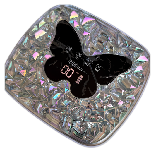 LÁMPARA LED/UV 308W INALÁMBRICA RECARGABLE SUN C20 PLUS – DISEÑO MARIPOSA DE CRISTAL 💖