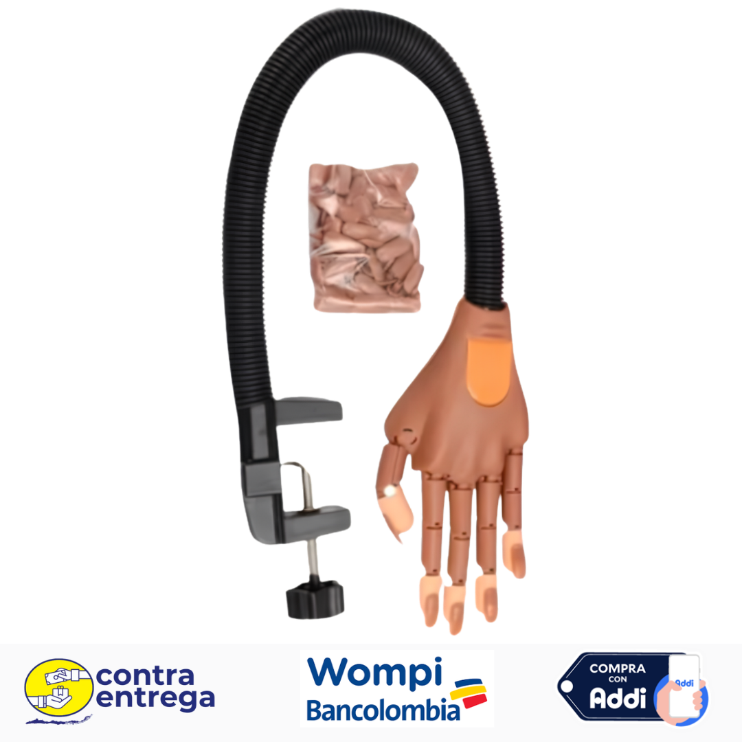 MANO DE PRÁCTICA ARTICULADA CON SOPORTE Y PUNTAS MAJKA0139  💖💅