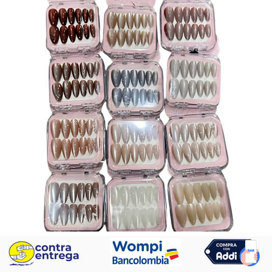 SET X12 CAJAS UÑAS PRESS ON EFECTO OJO DE GATO MAJKA0106 💖🐱✨