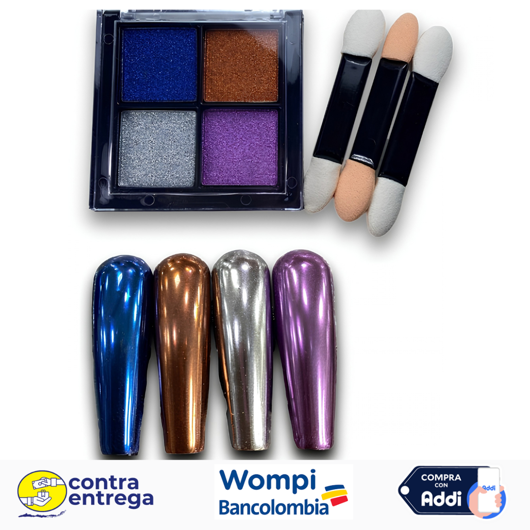 PALETA X4 POLVOS EFECTO ESPEJO SOLID CHROME REF. 2RY-204 💖🪞✨