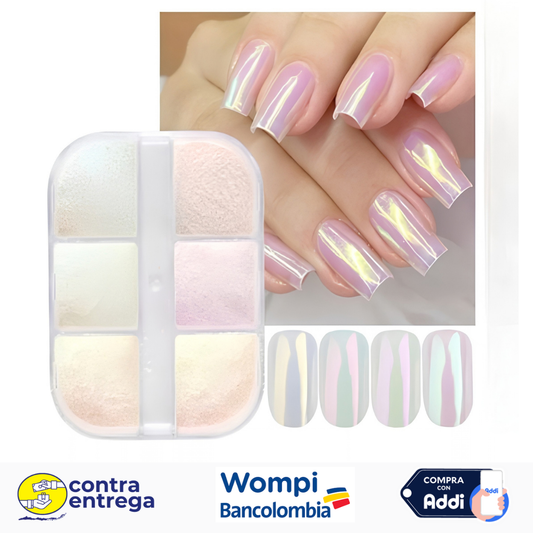 PALETA X6 POLVOS EFECTO AURORA BOREALIS REF. 1909-12 💖🦄✨