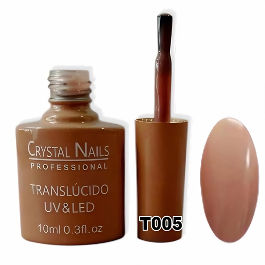 TONO T005. ESMALTE SEMIPERMANENTE TRANSLÚCIDO CRYSTAL NAILS PROFESSIONAL (10 ML) – EFECTO JELLY / VELO 🎨
