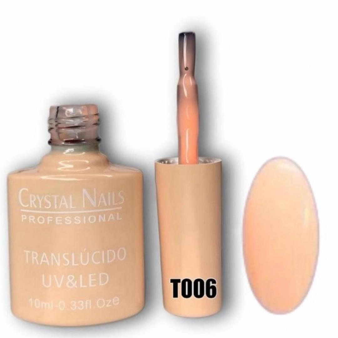 TONO T006. ESMALTE SEMIPERMANENTE TRANSLÚCIDO CRYSTAL NAILS PROFESSIONAL (10 ML) – EFECTO JELLY / VELO 🎨