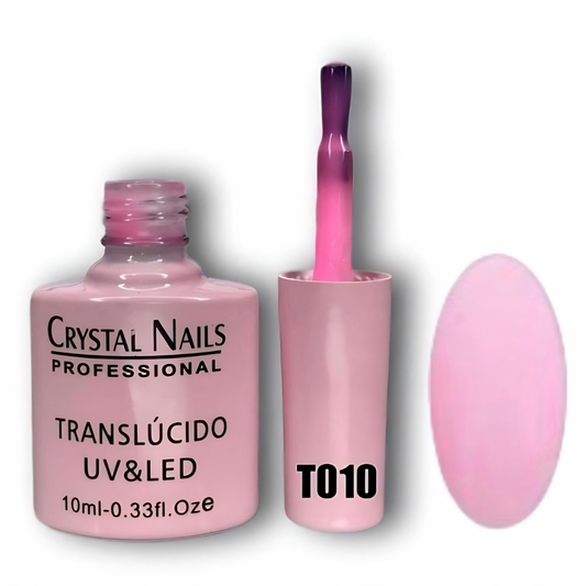 TONO T010. ESMALTE SEMIPERMANENTE TRANSLÚCIDO CRYSTAL NAILS PROFESSIONAL (10 ML) – EFECTO JELLY / VELO 🎨