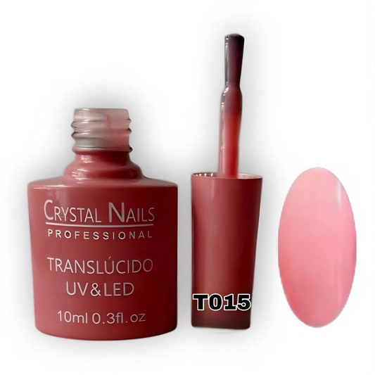 TONO T015. ESMALTE SEMIPERMANENTE TRANSLÚCIDO CRYSTAL NAILS PROFESSIONAL (10 ML) – EFECTO JELLY / VELO 🎨
