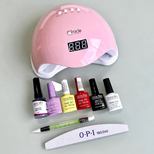 KIT BÁSICO DE ESMALTADO SEMIPERMANENTE CRYSTAL NAILS + LÁMPARA SUN ONE 48W 💖