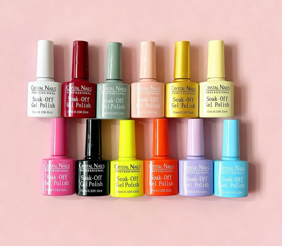 DOCENA DE ESMALTES SEMIPERMANENTES CRYSTAL NAILS (10 ML) – ¡ARMA TU KIT A TU GUSTO! 🎨💖