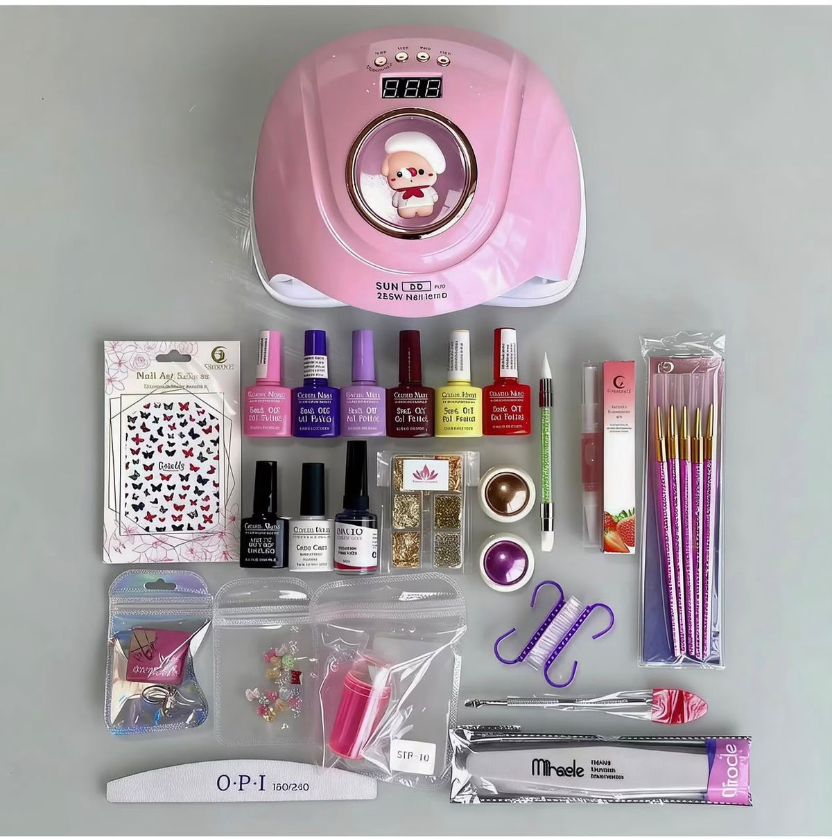 KIT EMPRENDEDOR DE ESMALTADO SEMIPERMANENTE + LÁMPARA LED/UV 288W SUN 💖