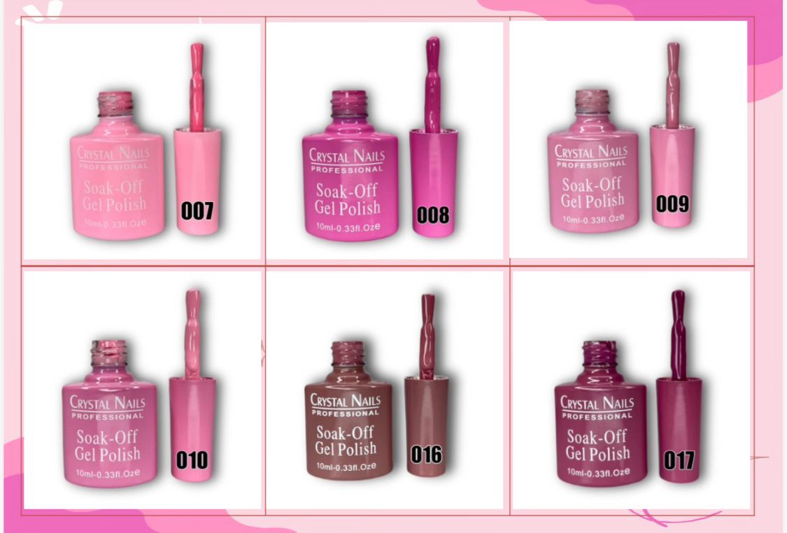 DOCENA DE ESMALTES SEMIPERMANENTES CRYSTAL NAILS 1OML | TONOS A TU ELECCIÓN | 10ML