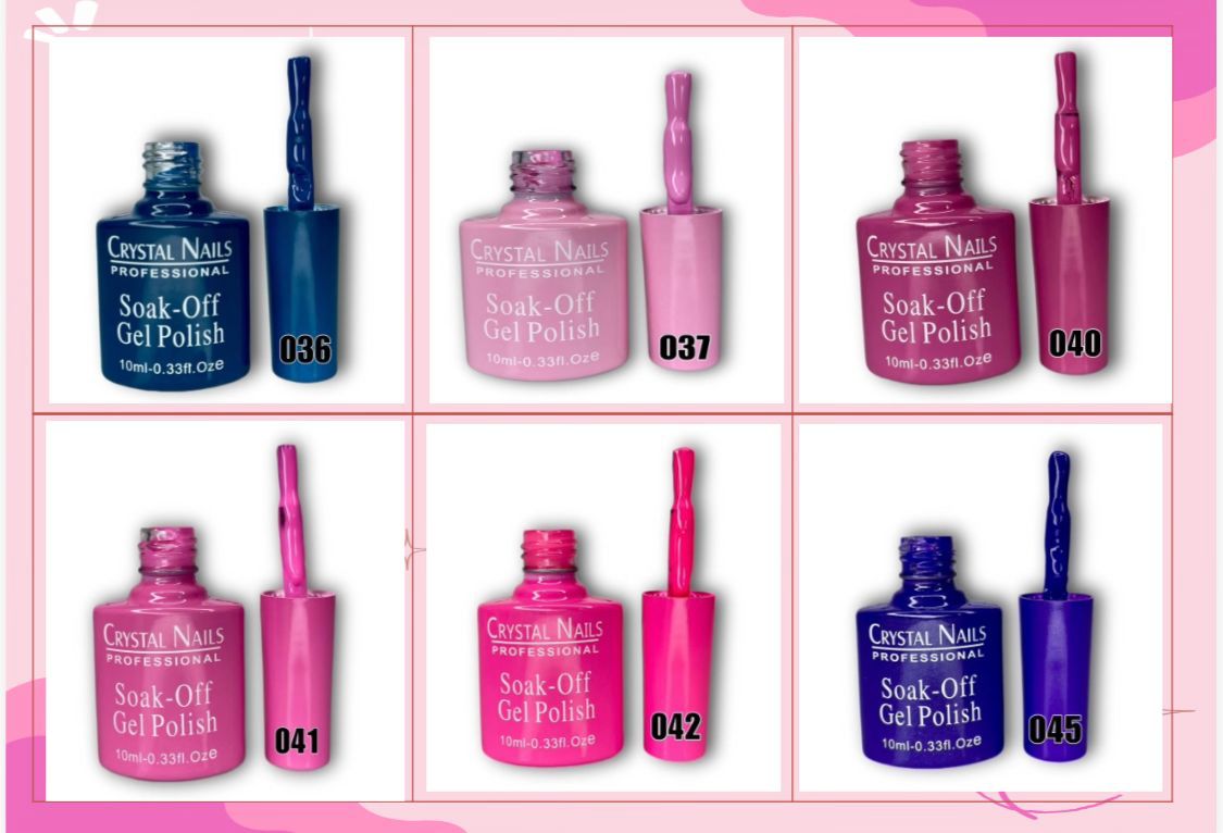 DOCENA DE ESMALTES SEMIPERMANENTES CRYSTAL NAILS 1OML | TONOS A TU ELECCIÓN | 10ML