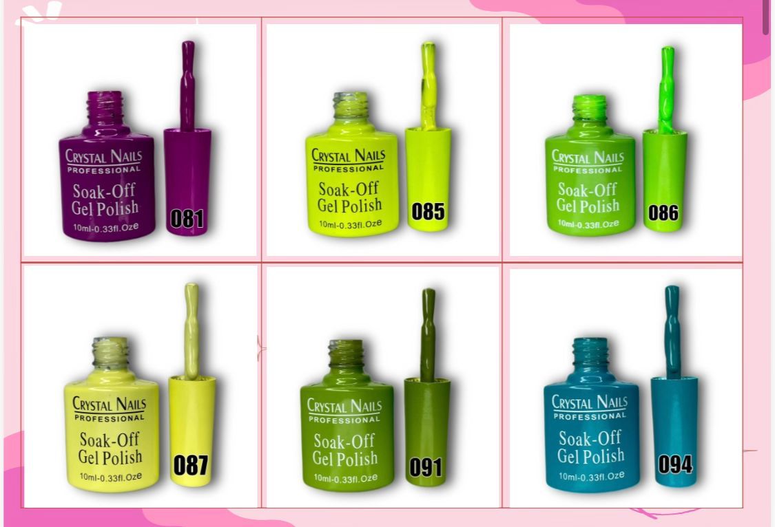 DOCENA DE ESMALTES SEMIPERMANENTES CRYSTAL NAILS 1OML | TONOS A TU ELECCIÓN | 10ML