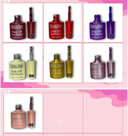 DOCENA DE ESMALTES SEMIPERMANENTES CRYSTAL NAILS 1OML | TONOS A TU ELECCIÓN | 10ML
