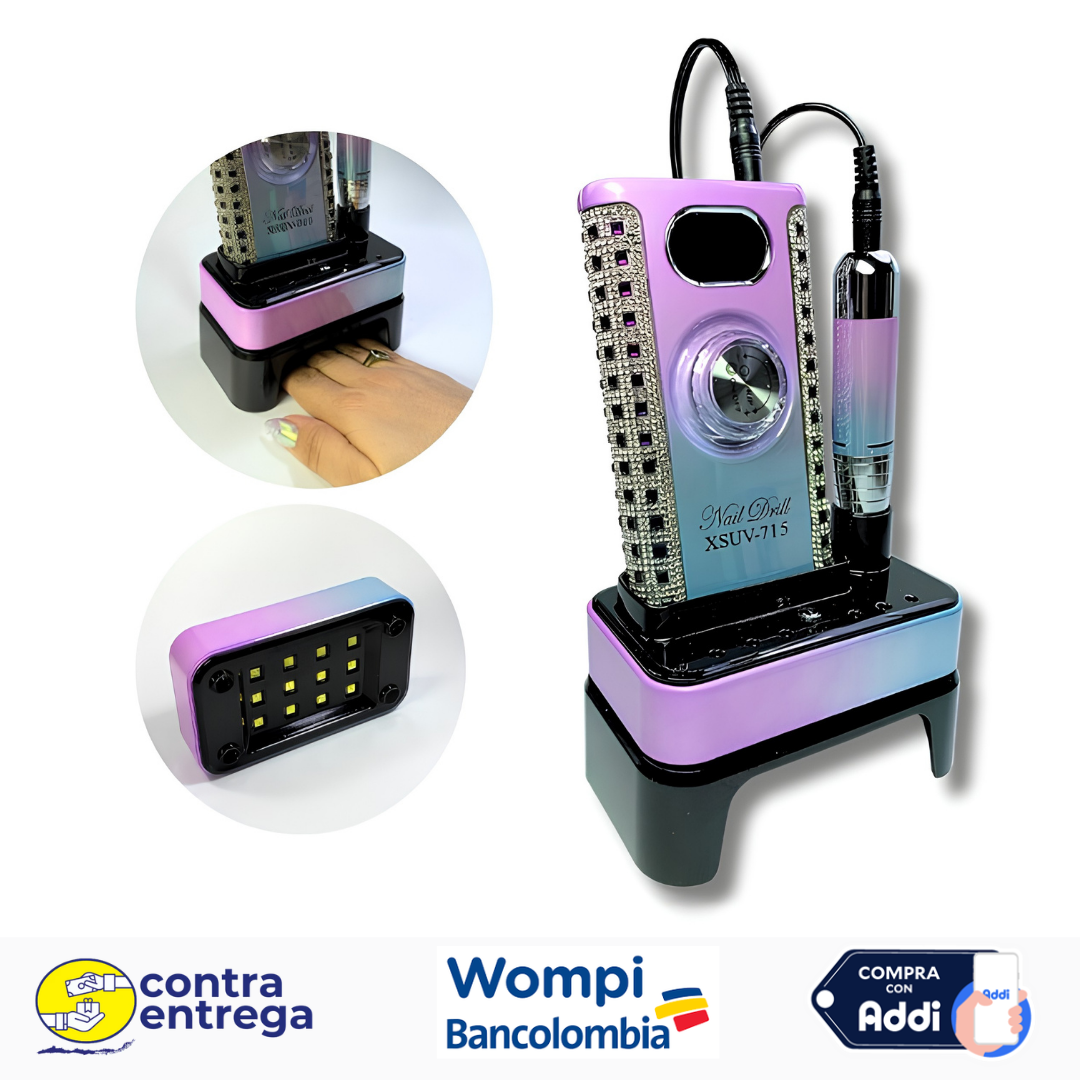 DRILL PULIDOR INALÁMBRICO XSUV-715PLUS (45.000 RPM) + MINI LÁMPARA LED UV INTEGRA  💜💅