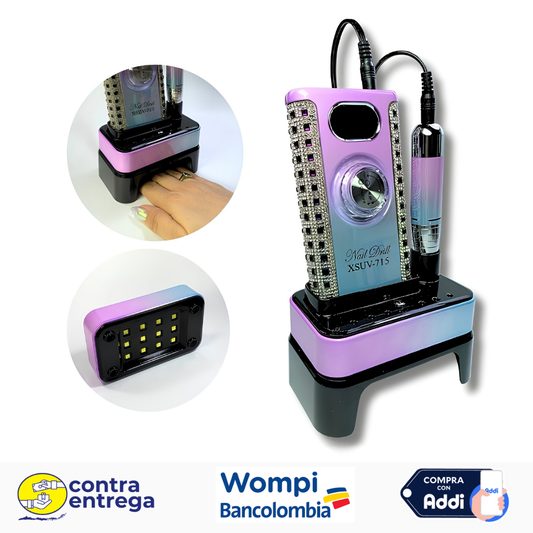 DRILL PULIDOR INALÁMBRICO XSUV-715PLUS (45.000 RPM) + MINI LÁMPARA LED UV INTEGRA  💜💅